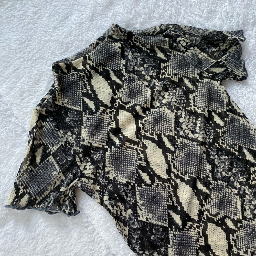 Forever 21 Snake Print Mesh Shirt S